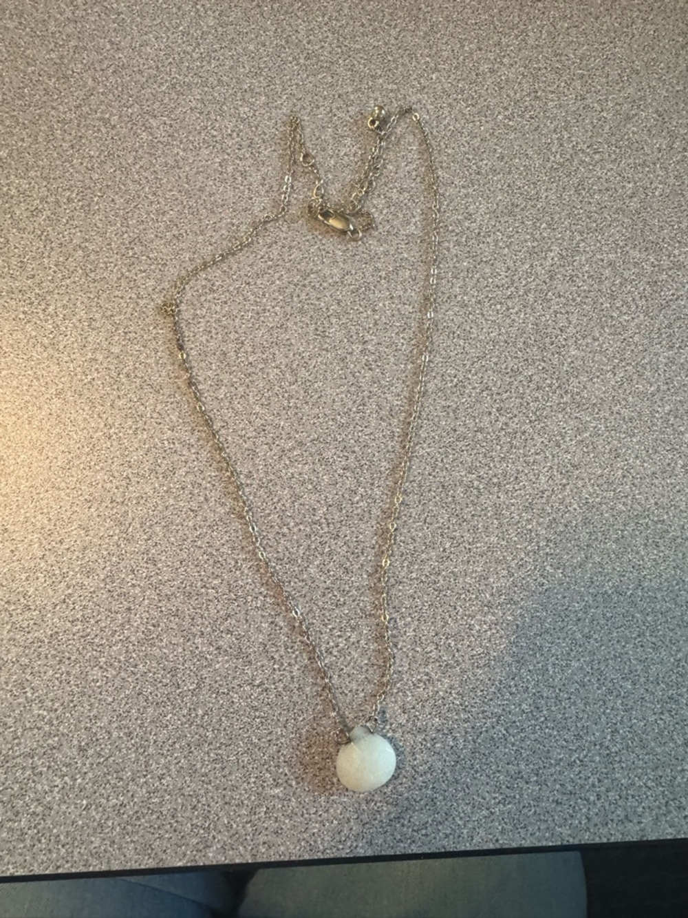 Delicate Gold Chain Necklace with White Disc Pendant